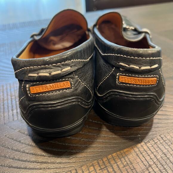 Peter Millar black leather horsebit driving loafers 9 Men main image 4